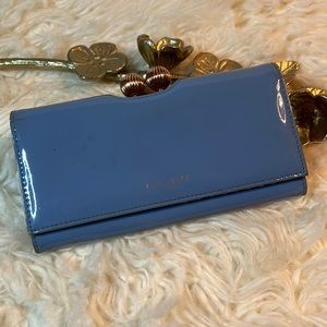 Ted Baker Patent Leather Bobble Matinee Wallet in Blue and Rose Gold